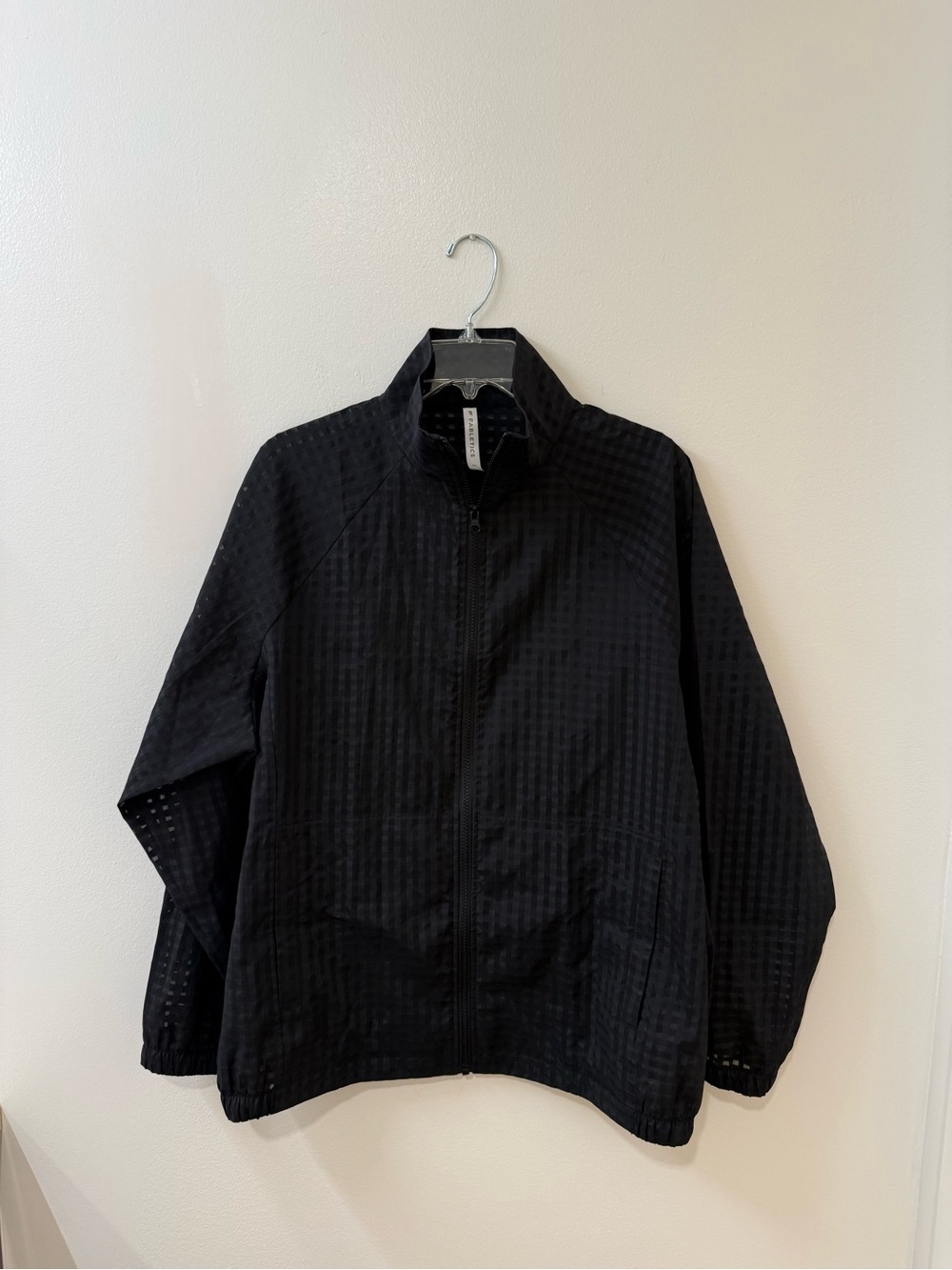 Fabletics Black Window Pane Sheer Jacket - Size M